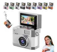 Thumb-Sized Flip Screen Mini Camera,Digital Retro CCD HD Portable Pocket Camera with 180° Flip Screen,Multi-Style Beauty Filters,Mini Travel Vlog Keychain Cameras,for Party (White,32G)