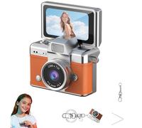 Thumb-Sized Flip Screen Mini Camera - Digital Retro CCD High-Definition Portable Small Camera for Students and Campuses with 180° Flip Screen, Video Mode & Beauty Filters (Without Card, Orange)