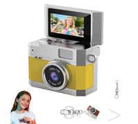 Thumb-Sized Flip Screen Mini Camera - Digital Retro CCD High-Definition Portable Small Camera for Students and Campuses with 180° Flip Screen, Video Mode & Beauty Filters (Without Card, Yellow)