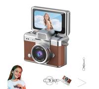 Thumb-Sized Flip Screen Mini Camera - Digital Retro CCD High-Definition Portable Small Camera for Students and Campuses with 180° Flip Screen, Video Mode & Beauty Filters (Without Card, Brown)