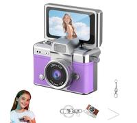 Thumb-Sized Flip Screen Mini Camera - Digital Retro CCD High-Definition Portable Small Camera for Students and Campuses with 180° Flip Screen, Video Mode & Beauty Filters (With 32G Card, Purple)