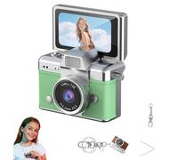 Thumb-Sized Flip Screen Mini Camera - Digital Retro CCD High-Definition Portable Small Camera for Students and Campuses with 180° Flip Screen, Video Mode & Beauty Filters (Without Card, Green)