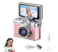 Thumb-Sized Flip Screen Mini Camera - Digital Retro CCD High-Definition Portable Small Camera for Students and Campuses with 180° Flip Screen, Video Mode & Beauty Filters (Without Card, Pink)