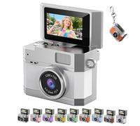 Thumb-Sized Flip Screen Mini Camera, Mini Keychain Digital Camera, Pocket-Size Retro CCD Digital Tiny Cameras with Lanyard, 2026 180° Flip Screen, Portable Cameras with 64 SD Card (White)