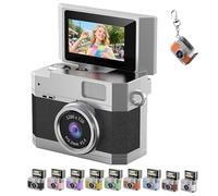 Thumb-Sized Flip Screen Mini Camera, Mini Keychain Digital Camera, Pocket-Size Retro CCD Digital Tiny Cameras with Lanyard, 2026 180° Flip Screen, Portable Cameras with 64 SD Card (Black)