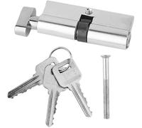 Thumb Turn Euro Cylinder Lock,Lock Cylinder 70mm Aluminum Metal Door Lock Cylinder Home Security Anti-Snap Anti-Drill with 3 Keys Silver Tone Set Tools Door Barrel Lock