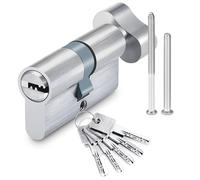 Thumb Turn Lock T30/30, Euro Cylinder Lock 60 mm with 5 Keys, Suitable for Apartment Doors and Security Doors, Anti-Burglary Door Lock, Double Cylinder Lockable on Both Sides