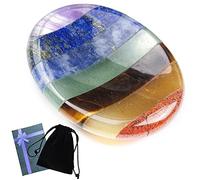 Thumb Worry Stone for Anxiety in Gift Box - 7 Chakra Healing Crystal Oval Pocket Palm Stone Gemstones for Meditation Reiki Balancing Amulet Yoga Christmas Gifts