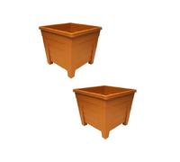 Thumbs Up 2 X 27Cm Square Terracotta Colour Grosvenor Plastic Patio Planter
