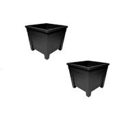 Thumbs Up 2 X 33Cm Square Black Colour Grosvenor Plastic Patio Planter