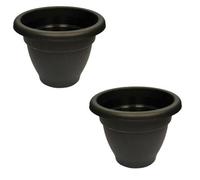 Thumbs Up 2 X Black Round Plant Pot Plastic Winchester Bell Garden Flower Patio Planter 40Cm