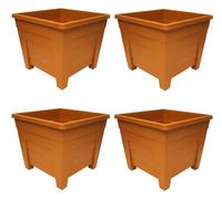 Thumbs Up 4 X 27Cm Square Terracotta Colour Grosvenor Plastic Patio Planter