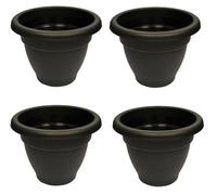 Thumbs Up 4 X Black Round Plant Pot Plastic Winchester Bell Garden Flower Patio Planter 40Cm