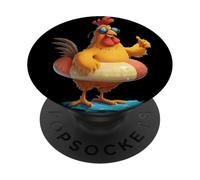 Thumbs up Chicken in Holiday Pool Ring Costume PopSockets Adhesive PopGrip