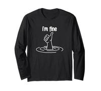 Thumbs Up Drowning But I'm Fine Not Okay I Feel Overwhelmed Long Sleeve T-Shirt
