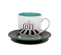 Thumbs Up L&M Mug and Saucer Love2, Ceramic, White, 2 Piece Set