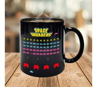 Space Invaders Mug with Colour Changing Retro Decoration for Fans of 80s Accessories 350 ml Capacity Coffee Cup for Nostalgic People Space Invaders