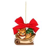 THUN - Amy Limited Edition 2024 Ceramic Christmas Sleigh Decoration with Fawn, 6.5 x 4 cm, Height cm