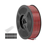 THUN-CT 0.52 mm² 20 AWG Red and Black Silicone Paired Wire (OD: 1.8mm x 3.6mm), 82.02FT, High-Temperature Flexible Cable, Stranded Wires for LED Strips, 12V/24V DC Applications, Electrical and DIY