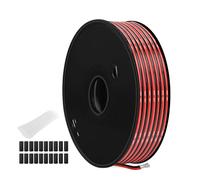 THUN-CT 1.31 mm² 16 AWG Red and Black Silicone Paired Wire (OD: 3.0mm x 6.0mm), 82.02FT, High-Temperature Flexible Cable, Stranded Wires for LED Strips, 12V/24V DC Applications, Electrical and DIY