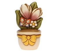 THUN - Decorative Vase with Butterfly and Flowers - Wedding Favors and Home Accessories - Gift Idea - Ceramic - Diameter 8.5 cm; 25 cm H