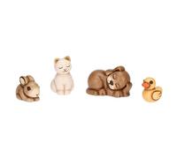 THUN - Farmhouse Animals Set - Ceramic - Classic Nativity Collection - "Duck 2 x 1.7 x 2.3 cm - Dog 4.3 x 2.7 x 2.8 cm - Cat 2.3 x 2.5 x 3.5 cm - Rabbit 3 x 1.7 x 2 cm "