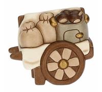 THUN - Handcart with Chestnuts in Hand-Decorated Ceramic, Classic Nativity Line, Christmas Home Decorations, 8.5 x 5.5 x 7.3 cm h