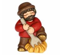 THUN - Man with Fork and Red Red Ceramic 5.2 x 4.3 cm, Height 7.9 cm, Classic Nativity Collection