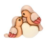 THUN - Pair of Bullfinches with Heart, Medium - Ceramic - L'amore Vola Collection - 11.2 x 4.3 x 9.2 cm