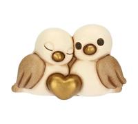 THUN - Pair of Sparrows with Heart, Mini - Ceramic - L'amore Vola Collection - 7 x 5.8 x 4.3 cm