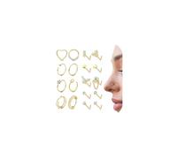 THUNARAZ 18g 20g Hypoallergenic Stainless Steel Nose Rings Hoop L Shape Nose Studs Cute Heart Square CZ Nose Bone Screw Nostril Piercing Jewelry for Women Men Silver 14K Gold Filled, 20G, Stainless