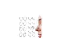 THUNARAZ 18g 20g Hypoallergenic Stainless Steel Nose Rings Hoop L Shape Nose Studs Cute Heart Square CZ Nose Bone Screw Nostril Piercing Jewelry for Women Men Silver 14K Gold Filled, 20G, Stainless