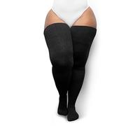 Thunda Thighs Plus Size Thigh High Socks, Over the Knee High Boot Stockings Leg Warmers (35 Plus, Classic Black)