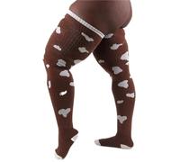 Thunda Thighs Plus Size Thigh High Socks, Over the Knee High Boot Stockings Leg Warmers (35 Plus, Cow Print Tan)