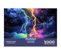 Thunder And Lightning 1000 Piece Landscape Theme Jigsaw Puzzles Handwork Challenging Puzzle Educational for Challenging Family Activity Games Colorful for Home Decor Gifts 52x38cm/1000pcs
