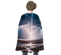 Thunder And Lightning in A Storm Halloween Cape Unisex, Reversible Satin Cloak for Cosplay, Christmas, Halloween Party