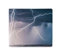 Thunder And Lightning in A Storm Wallet Elegant Leather Wallets with ID Window & 2 Card Slots, Slim Bifold Wallet for Men Women