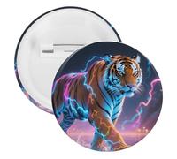 Thunder And Tiger Round Tinplate Brooches Colorful Fashion Button Pins Badge for Backpacks Shirts Scarf