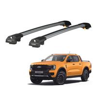 THUNDER CARRIER Aluminium Roof Bars for Ford Ranger Next-Gen (2023-2026+) | Fits Raised Rails | 225kg Static Load, Heavy Duty Metal Clamp | Lockable T-Track Aero Crossbars | Pair (Grey)