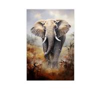 Thunder Elephant on The Grassland Canvas Poster Wall Art Decor Print Picture Paintings for Living Room Bedroom Decoration 20x30inch(50x75cm)