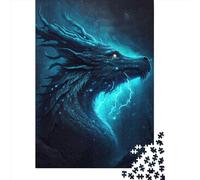 Thunder Forest Dragon Wooden Jigsaw Puzzles 1000 Pieces Jigsaw Creative Rectangular Large Family Puzzle Game Artwork for Adults Teens 1000pcs (75x50cm)