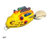 Thunder Frog Lure 37mm 4g Floating Amphibian Fishing Bait Lifelike Silicone 3D Eyes Flashy Blade Action Sturdy Carbon Steel Hook Soft Body Multiple Colors for Bass Trout Freshwater(D)
