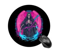 Thunder Grim Reaper Transgender Proud Trendy Round Mouse Pad Non Slip Waterproof Mousepad Desk Mat for Office Gaming