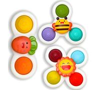 Thunder Group 3 Pcs Suction Cup Spinner Toys|bath fidget spinner for Babies|Baby Suction Spinner Toys for Toddler|Baby Fidget Spinners for Babies|window spinners toy Unisex Under 6 Year (Pop Colours)