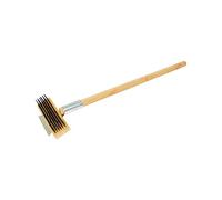 Thunder Group Heavy Duty Wire Brush with Scraper and Long Wood Handle, 27-Inch