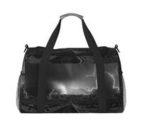 Thunder Landscape Full Print Travel Duffle Bag with Adjustable Shoulder Strap,Large Capacity Twill Polyester Crossbody Bag for Gym,Weekend Trips Outdoor Activities