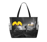 Thunder Landscape Print Large Waterproof Beach Tote Bag for Women with Zip and Pockets Foldable Handbag for Travel Pool Shopping Holiday Gym