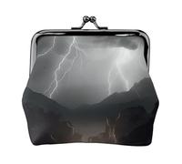 Thunder Landscape Prints Coin Purse Kiss Lock Pu Leather Mini Pouch Wallet Change Bag for Women Girls Kids