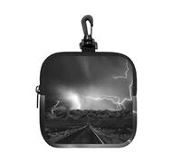 Thunder Landscape Square Zipper Pouch with All-Over Print,Waterproof Small Organizer Bag, Lightweight Durable for Coins,Cards, Keys for Travel Daily Use