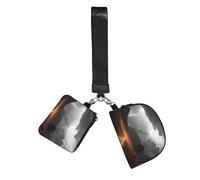 Thunder Landscape Wristlet Keychain Wallet Pouch with Strap Double Zipper Small Coin Purse Portable Wrist Bag for Travel Gym Daily Use